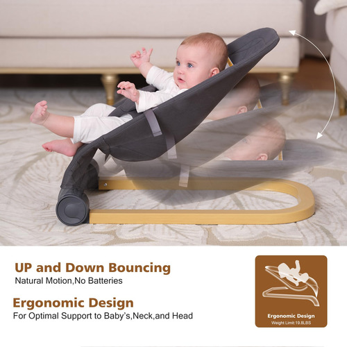 Bouncer Portátil Para Bebé Ergonómico Con Arnés Y Vibracione Gris Nombre Del Diseño
