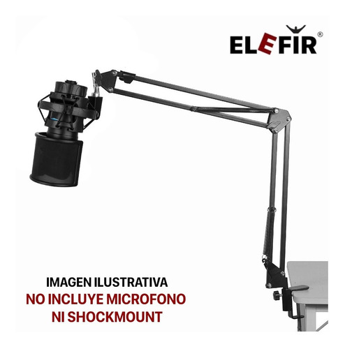 Imagen 2 de 10 de Soporte Para Micrófono Brazo + Filtro Antipop Doble Elefir