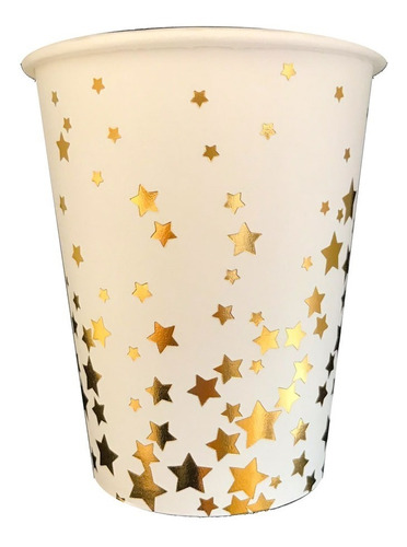 24 Vasos Polipapel Estrellas Puntos Dorados Plata Cobre Rosé