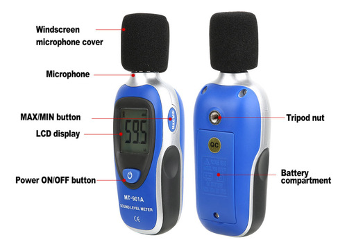 Medidor De Sonido Digital Lcd Portátil Con Medición De Decib