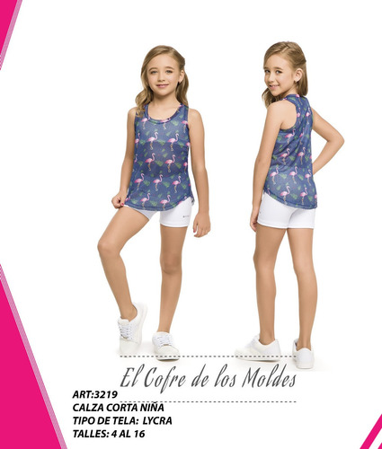 Molde Digital Calza Corta Niña Pack Talles 4 A 16