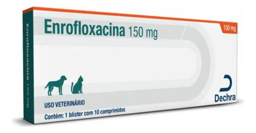 Antibiótico Dechra Enrofloxacino Cães E Gatos 150mg 10 Comp.