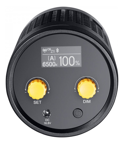 Monoluz LED bicolor portátil e compacto Godox ML60bi com estrutura de alça, cor preta, cor clara, branco quente