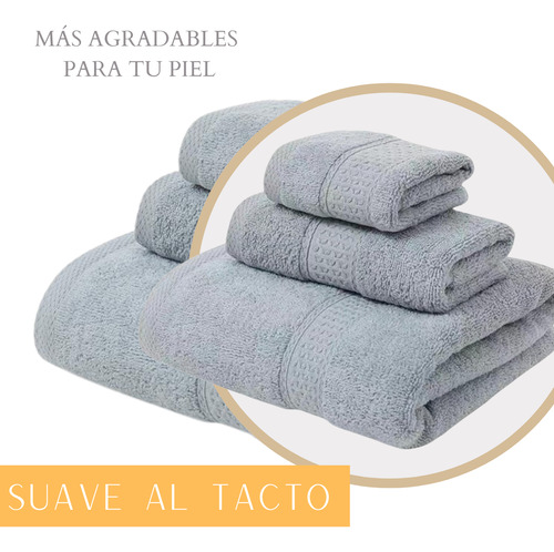 Pack De 2 Toallas Gris De Baño Cuerpo Y Mano 100% Algodon
