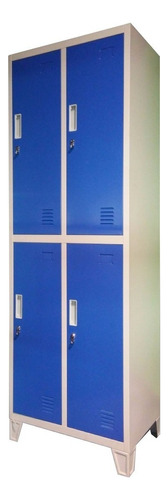 Guardarropas Locker Prontometal 4 Puertas Medianas Metálico Color Gris/azul