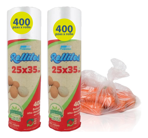 Bolsa Biodegradable 25 X 35 Cm - 2 Rollos Polpusa 800 Bolsas