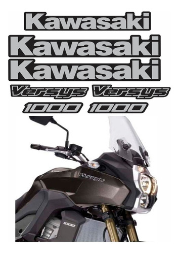 Kit Emblema Adesivo Compatível Kawasaki Versys - Preta Vrs13 Cor KAWASAKI VERSYS 1000 - PRATA