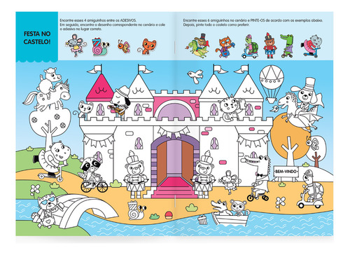 Encontre Os Amiguinhos! No Castelo - Pinte E Cole Os Adesivos, De Caramel Publishing. Editorial Girassol, Capa Mole, Edição 1 Em Português, 2025