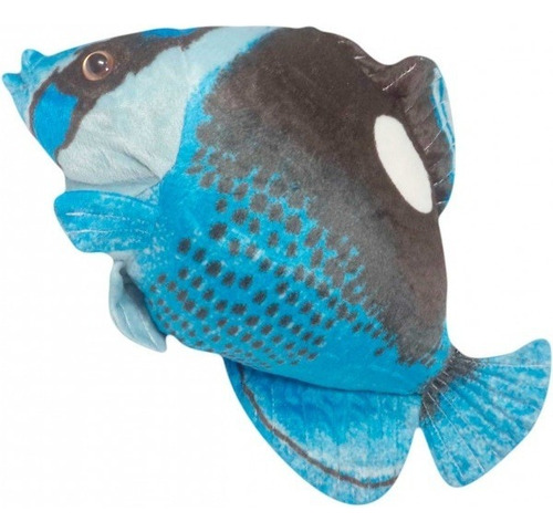 Peixe De Pelúcia Real Azul 40 Cm Lavável Anti Alérgico