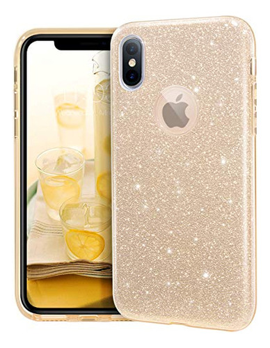 Mateprox Funda iPhone XS, iPhone X Glitter Bling Wh7lk