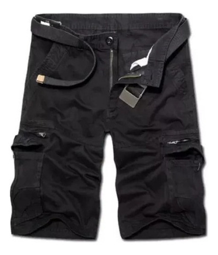 Pantalones Cortos Cargo Para Hombre Con Cinturón, Militar, C