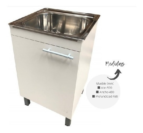 Imagen 3 de 4 de Mueble Lavadero Cocina 50 Cm Bacha Acero Inoxidable +
