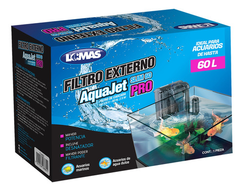 Lomas Filtro De Cascada Para Acuario Aquajet Slim Pro 60 Lt