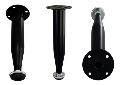 Kit 6 Pé Cônico Pernas Para Cama Sofá Com Regulagem Aço 15cm Cor Preto