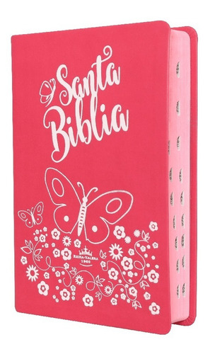 Imagen 2 de 5 de Biblia Rvr1960 Letra Grande Imitación Piel Rosa Con Índice