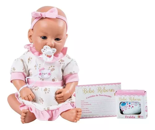 Boneca Bebê Reborn - Menina - Rosa - 39 cm - Brink Model