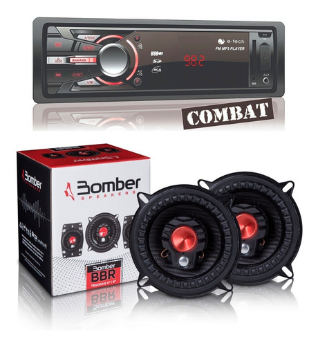 Alto Falante Bomber 5  100w Triaxial + Radio E-tech Usb