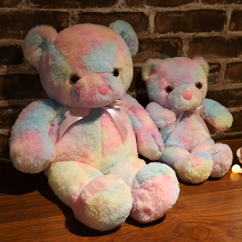 Nueva muñeca colorida para niños, arcoíris, oso de peluche LED, color, postura de pie