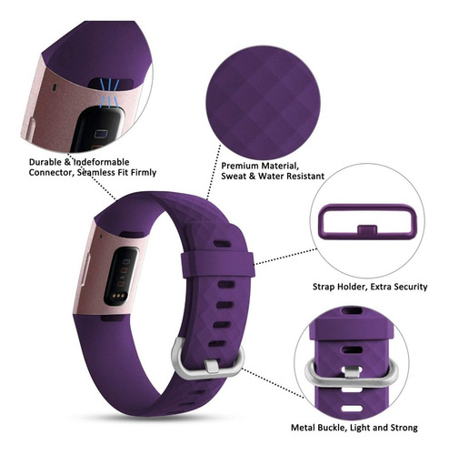 Imagen 4 de 9 de 3 Mallas Para Reloj Fitbit 3 / Charge 4 / Talle Small