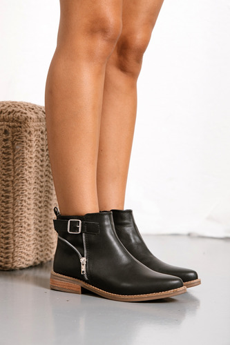 Botas Mujer Botinetas Taco Bajo Foliado Eco Cuero Moda Aspen