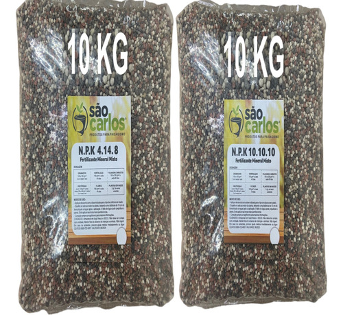 Kit Adubo Fertilizante Npk 10-10-10 + 4-14-8 Com 10kg Cada