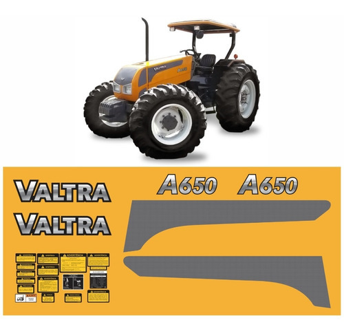 Kit Completo Faixas Adesivas Compatível Trator Valtra A650