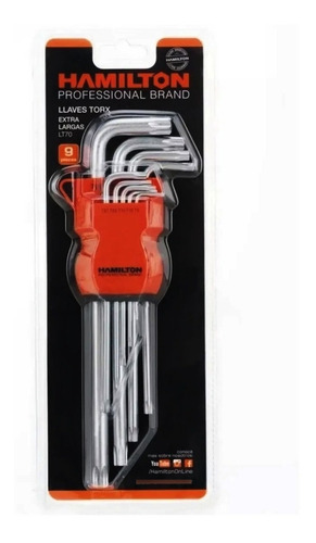 Imagen 3 de 4 de Juego Set Llaves Torx Extra Largas 9pcs Hamilton