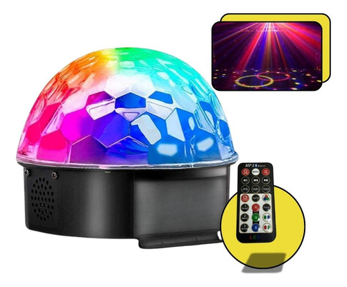Globo Colorido Meia Bola Maluca Rgb Led Bluetooth Laser