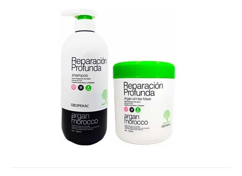 Shampoo Argan Obopekal + Crema Reparación  Profunda 1000g