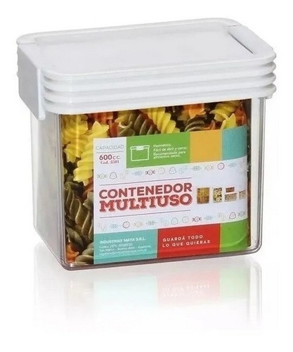 Contenedor Multiuso Organizador Plastico Hermético 600cc