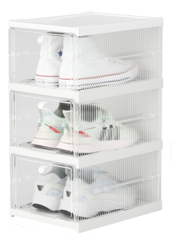 3 Unidades Organizador Zapatos Plegable Apilable Hasta T.44