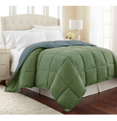 Plumón Sencillo Bicolor Doble Faz Verde Militar - Gris