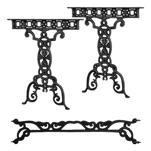 Kit Par Pé De Mesa E Trava Vila Rica Em Ferro Fundido N02