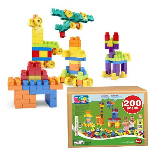 Blocos De Montar 200 Peças Brinquedo Infantil - 200 Peças