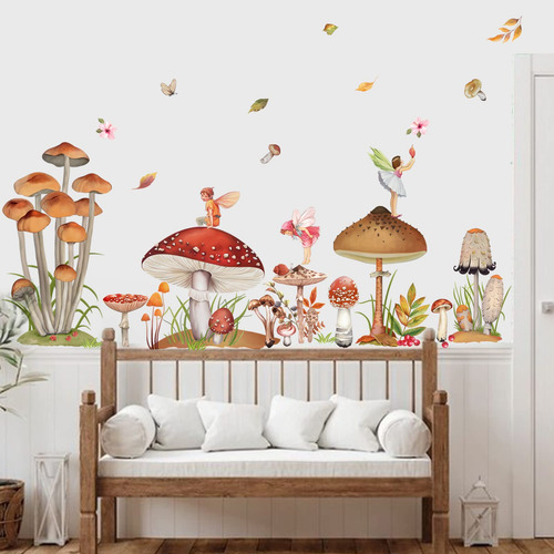 Calcomanias De Pared Para Decorar Diseño Hongos Hadas Marro