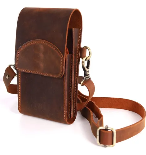Bolsa De Telefono Cruzada De Hombres Hecho A Mano, Caja De B