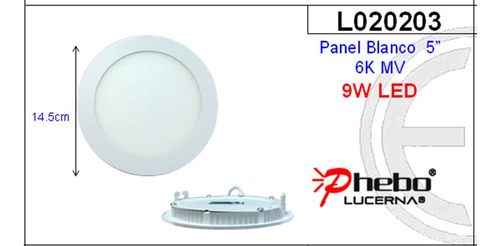 Panel Blanco Led 5 9w 6k Mv Lucerna