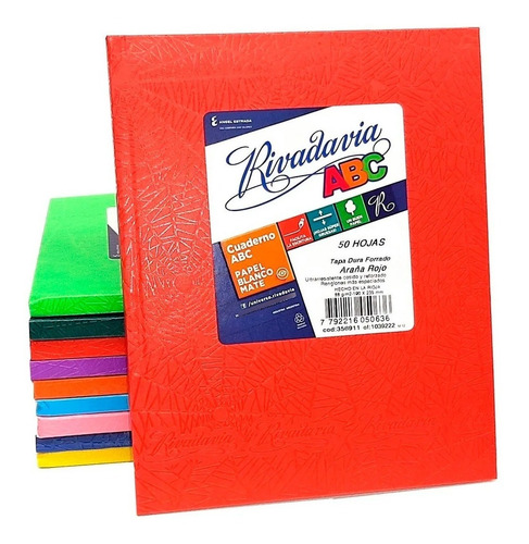 Cuaderno Abc 19x23.5 50 Hojas Cuadro Rivadavia Canalejas