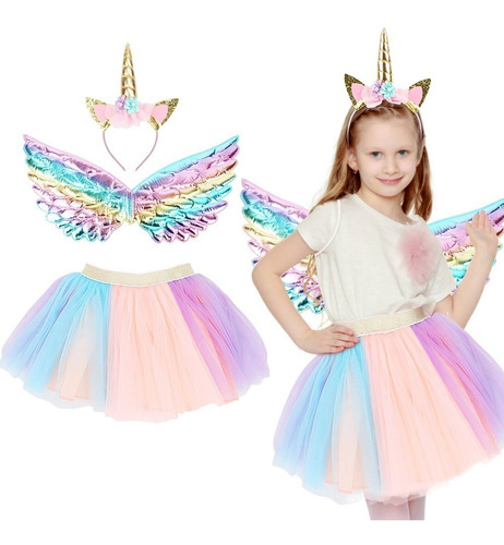 Conjunto De Disfraz De Unicornio, Diadema/alas Y Tutú, Niñas | Meses sin intereses Conjunto De Disfraz De Unicornio, Diadema/alas Y Tutú, Niñas | Meses sin intereses