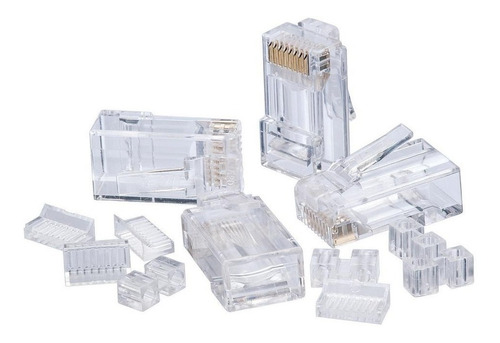 Ficha Rj45 Cat6 3 Piezas Bolsa X100 Unidades Redes Cable Utp