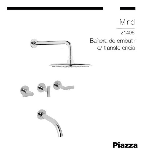 Imagen 2 de 7 de Grifería Ducha Embutir Piazza Mind 21406 Con Transferencia