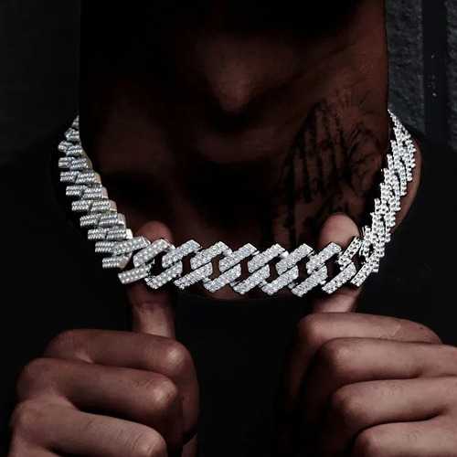 Collar Para Hombre Circonita Cadena Cubana Diamantada 70cm