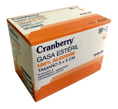 Gasa Cranberry Esteril 5x5 No Tejida (pack 5 Cajas)