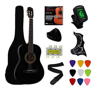 Moukey Guitarra Acústica Kit para Principiantes Adulto Guitarra Clásica 4/4 Cutaway 41 Pulgadas con Póster de Acordes Negro 