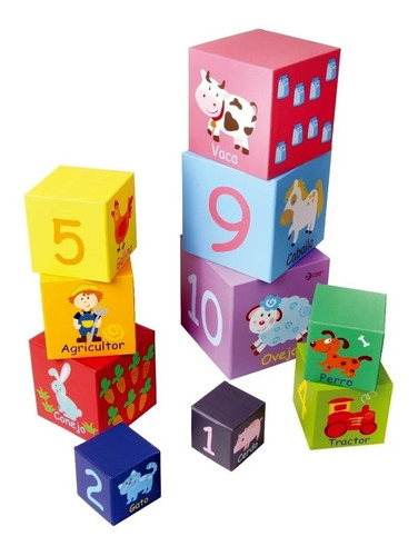 Imagen 1 de 7 de Cubos Apilables X10 Con Números Varios Modelos Classic World