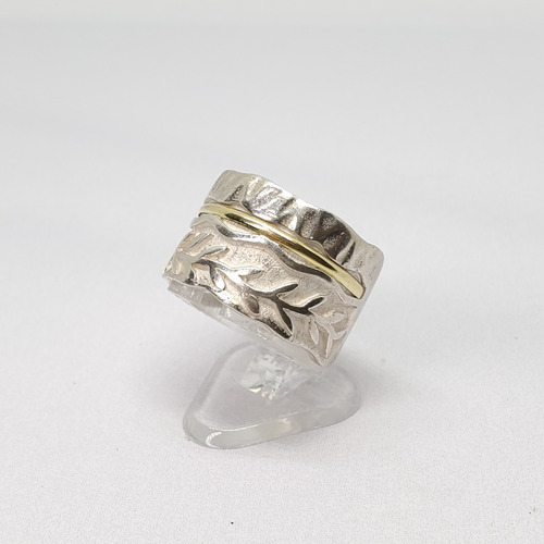 Imagen 6 de 9 de Anillo Plata Y Oro 3 Guardas