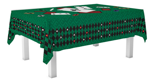 Toalha De Mesa Oxford Retangular Poker Cassino Verde
