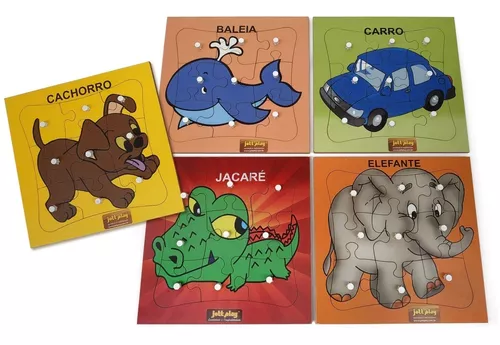 Kit 10 Jogos Quebra Cabeça Infantil Animais Educativo Mdf