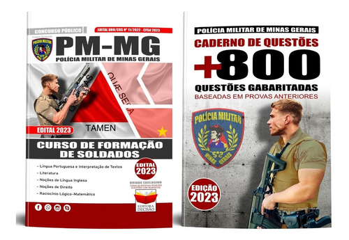 Kit Apostila + Questões Concurso Pm Mg 2023 - Curso De Formação De Soldados - Polícia Militar De Minas Gerais