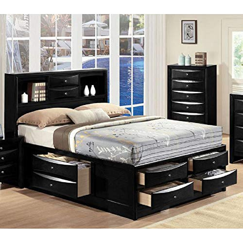 Emkk Cama Tamaño Queen Con Plataforma De Madera Y Cabecera C